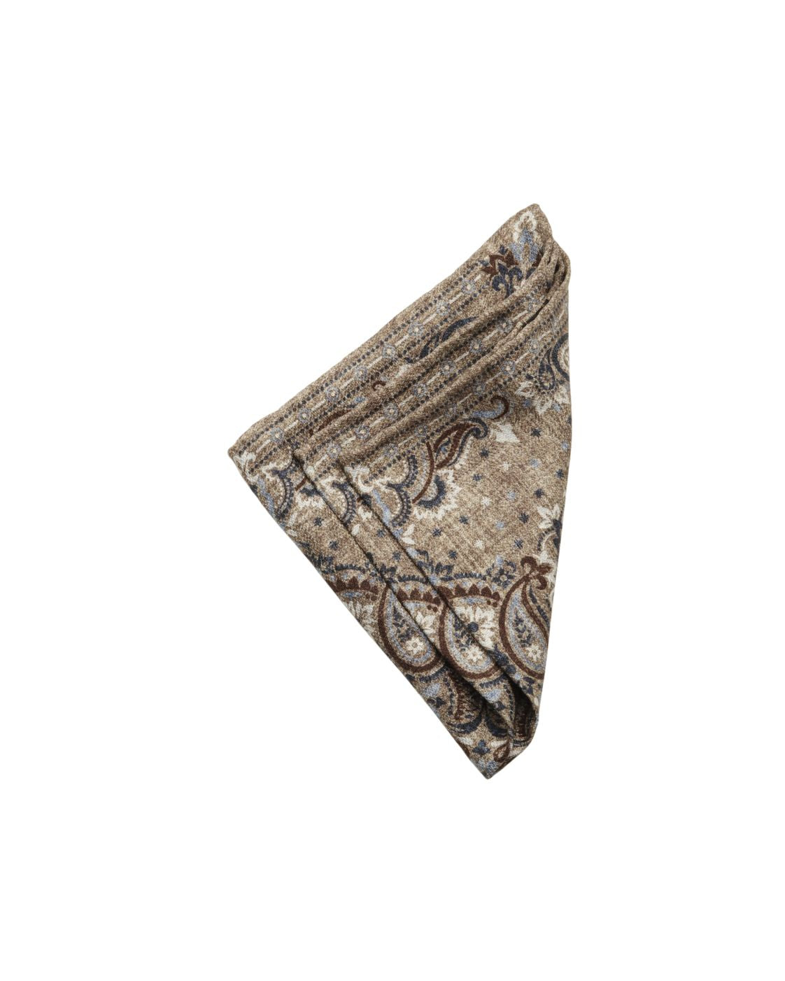 EASY silk pocket square with paisley and geometric pattern
