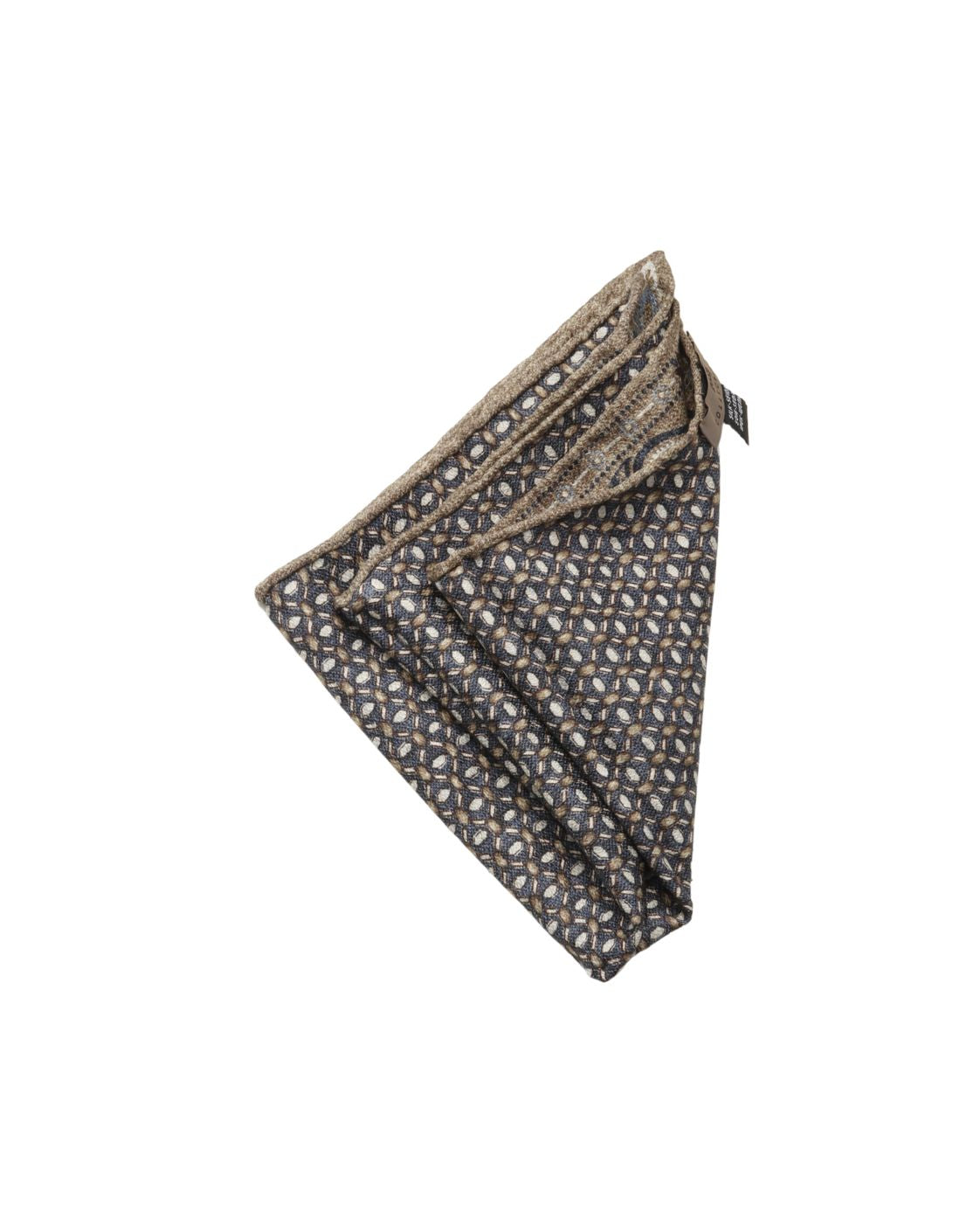 EASY silk pocket square with paisley and geometric pattern
