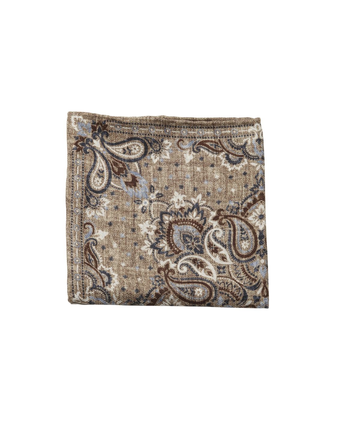 EASY silk pocket square with paisley and geometric pattern