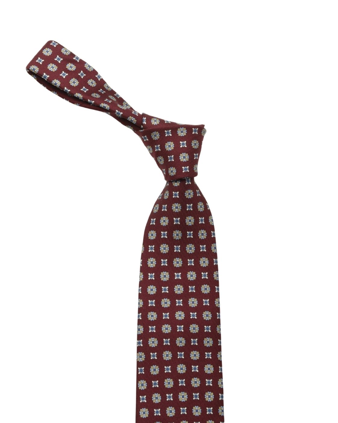 Bordeaux red silk tie MARTIN with ornamental pattern