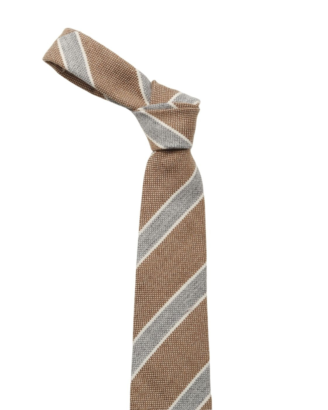 Brown wool tie MARTIN with diagonal stripes