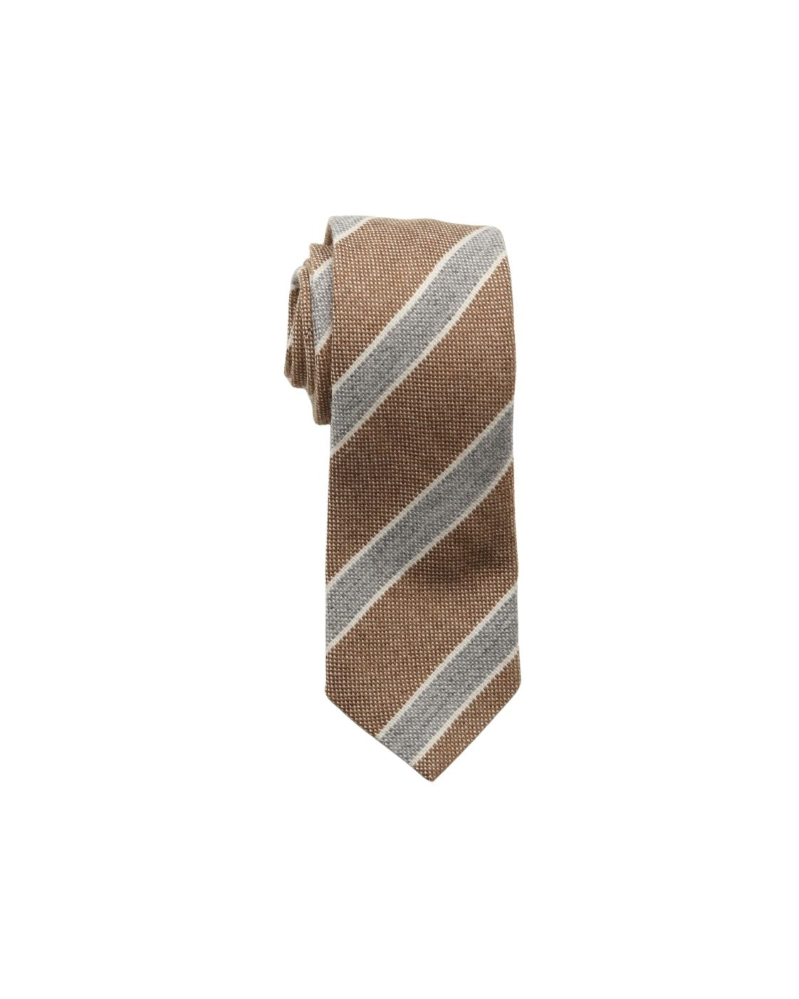 Brown wool tie MARTIN with diagonal stripes