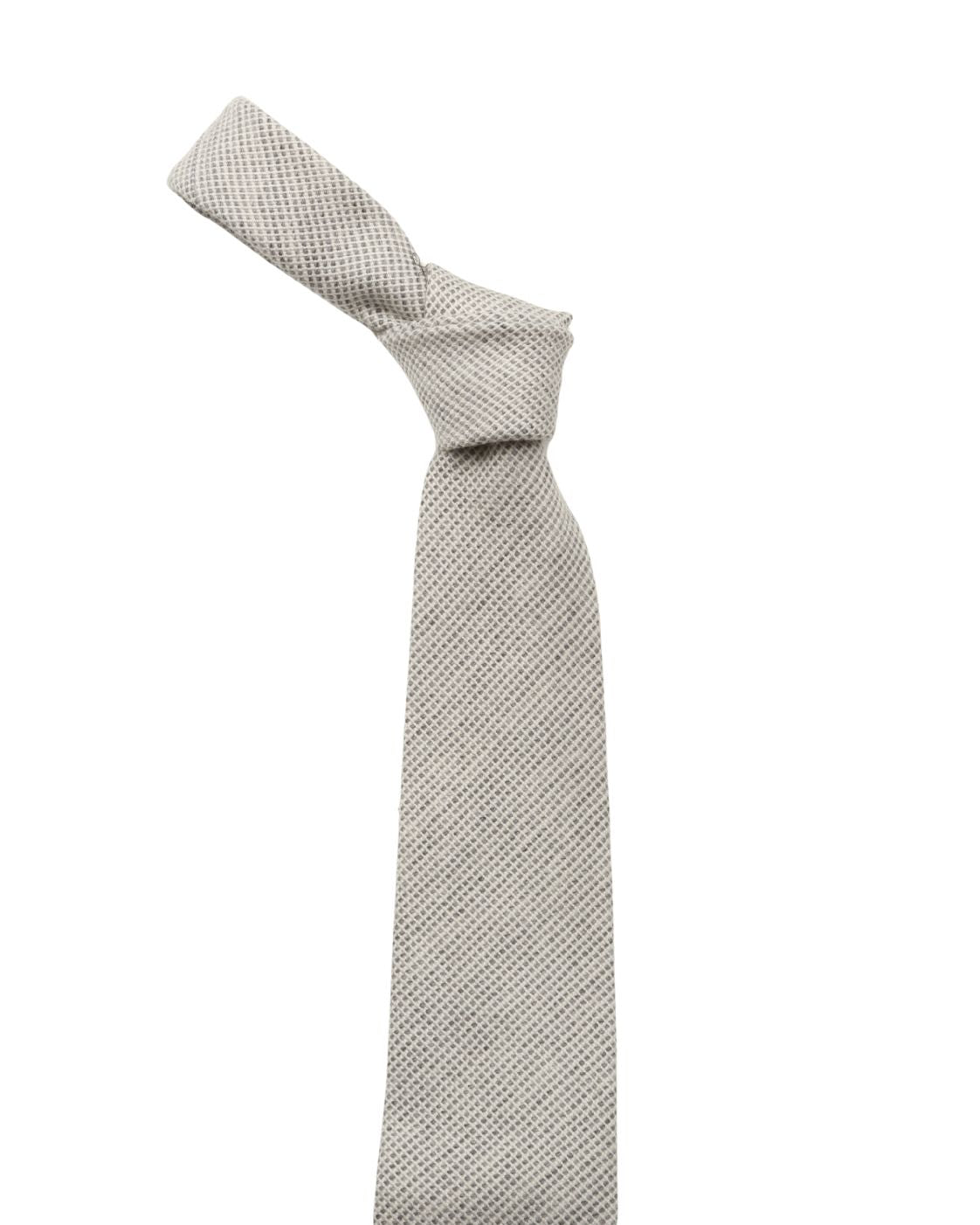 Light Beige Wool Tie MARTIN with Micro-Pattern