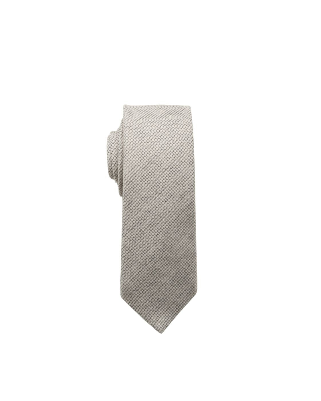 Light Beige Wool Tie MARTIN with Micro-Pattern