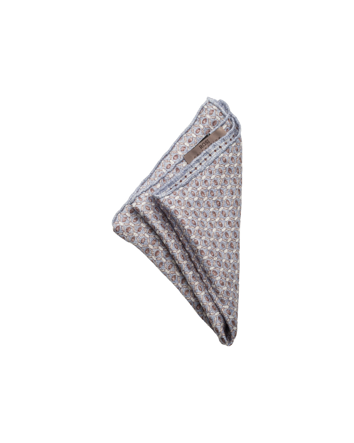 Linen silk pocket square, double-faced, hand-rolled, light blue