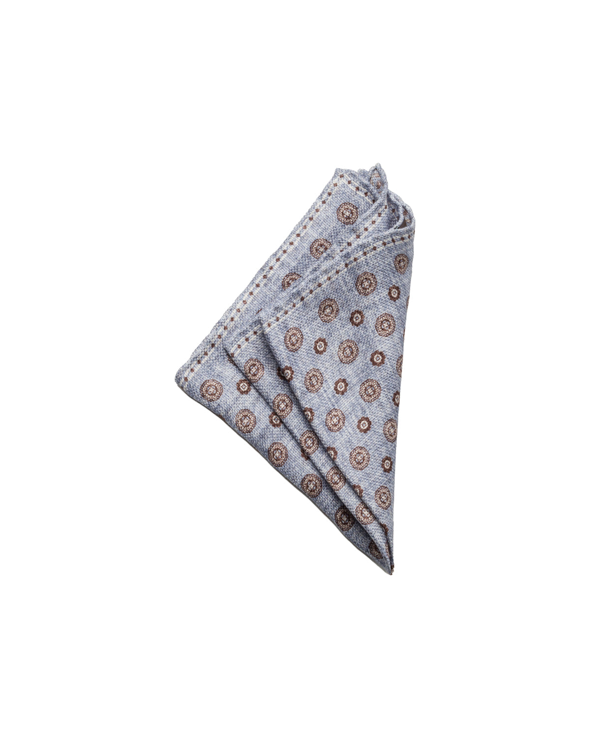 Linen silk pocket square, double-faced, hand-rolled, light blue