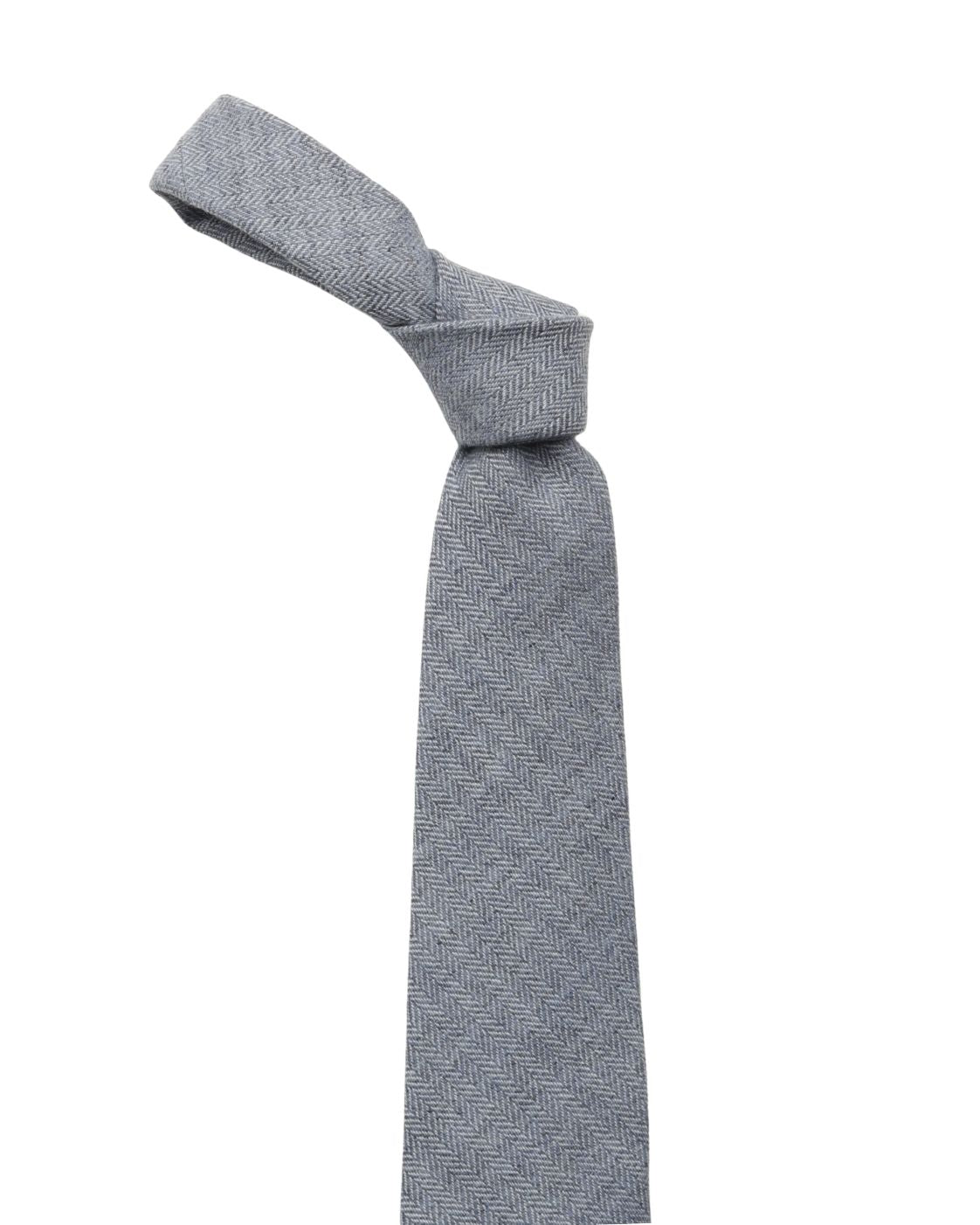 Grey wool tie MARTIN with herringbone pattern