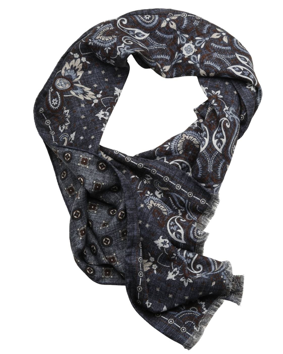Dark blue silk scarf SALINA with paisley pattern