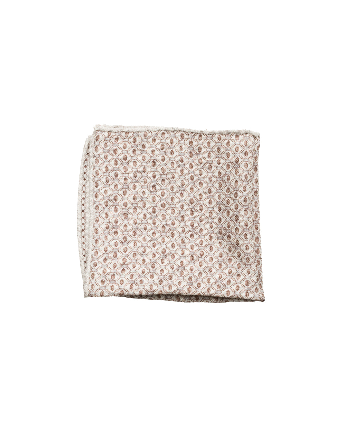 Linen silk pocket square, double-sided, hand-rolled, beige