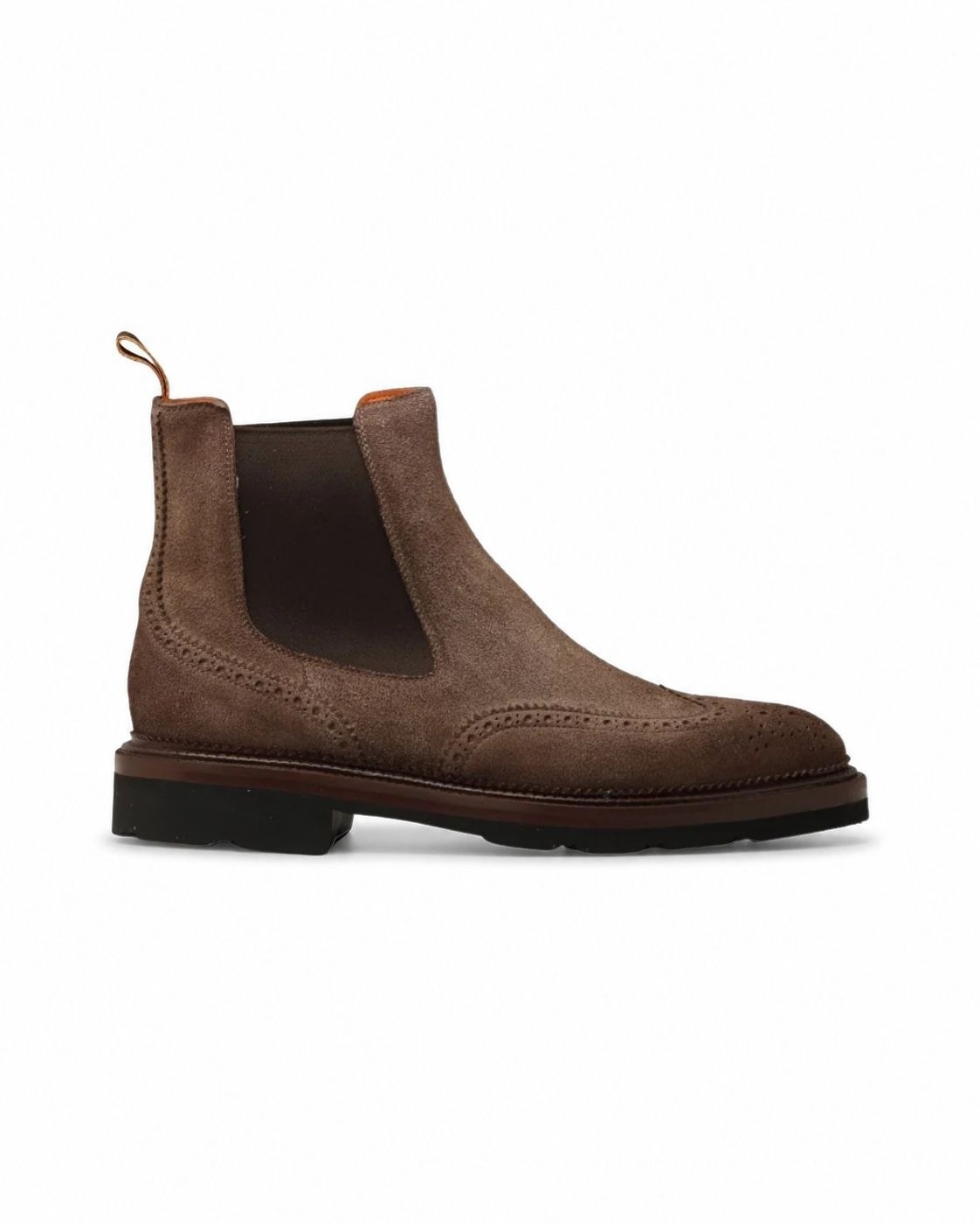 Chelsea-Boots aus Wildleder mit Budapestermuster in Braun