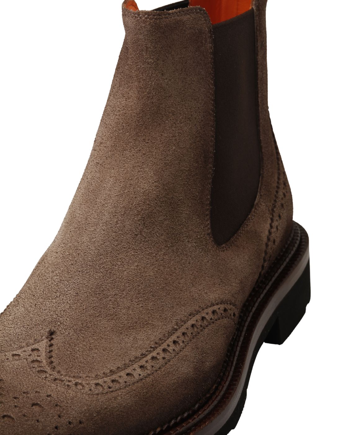 Chelsea-Boots aus Wildleder mit Budapestermuster in Braun