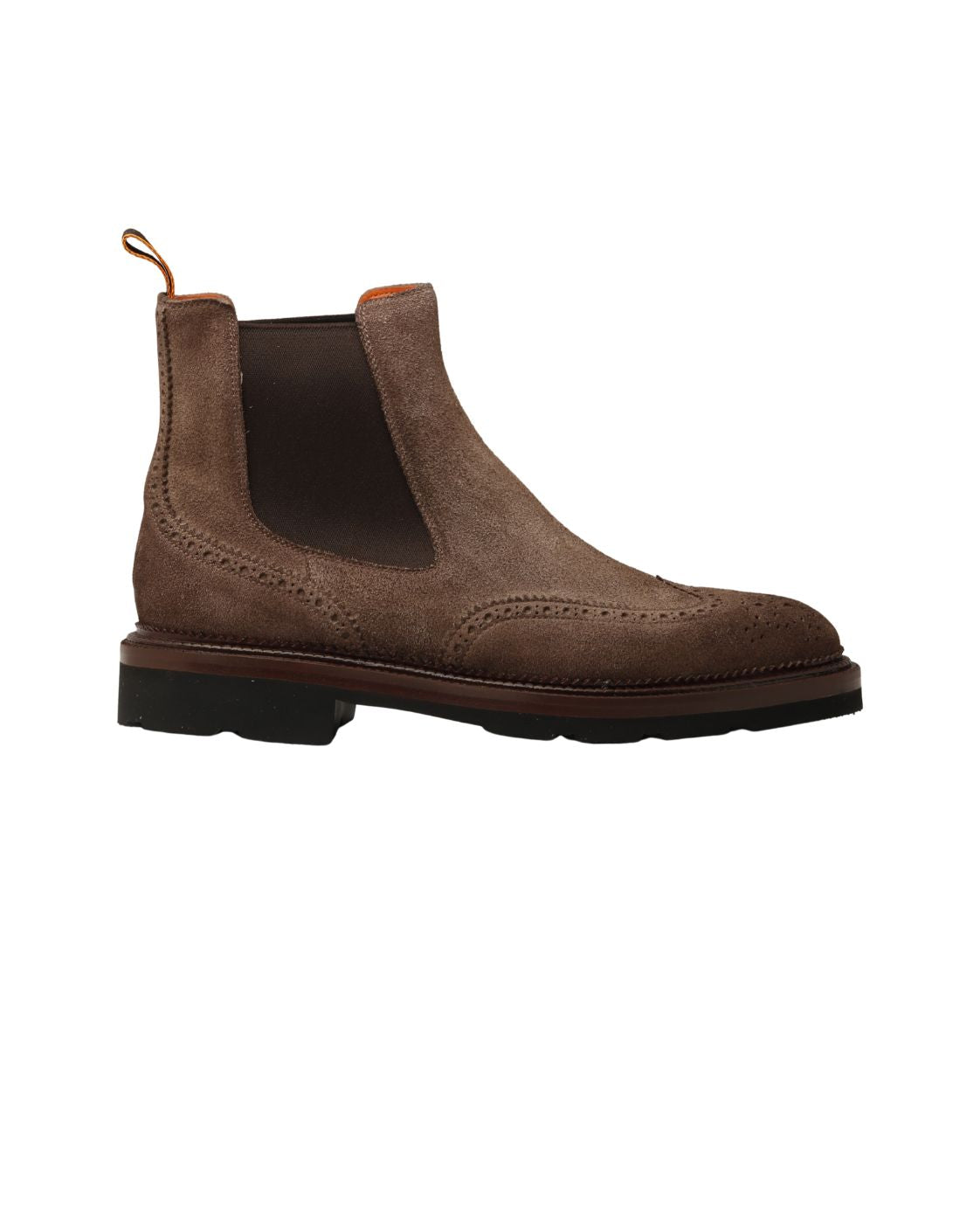 Chelsea-Boots aus Wildleder mit Budapestermuster in Braun