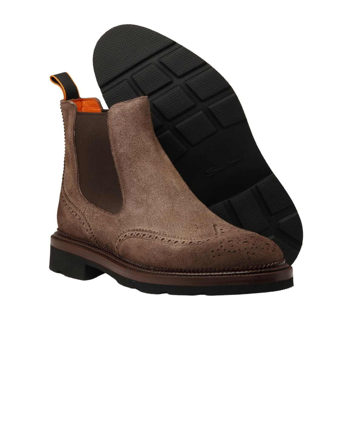 Chelsea-Boots aus Wildleder mit Budapestermuster in Braun