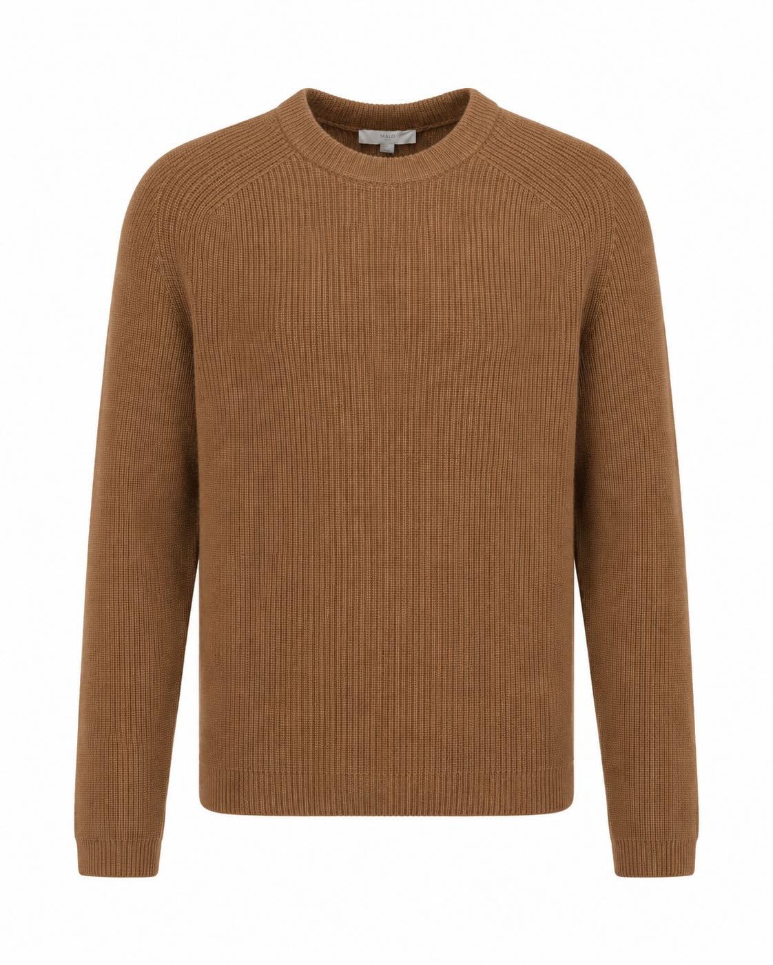 Brown Cashmere Raglan Round Neck Jumper