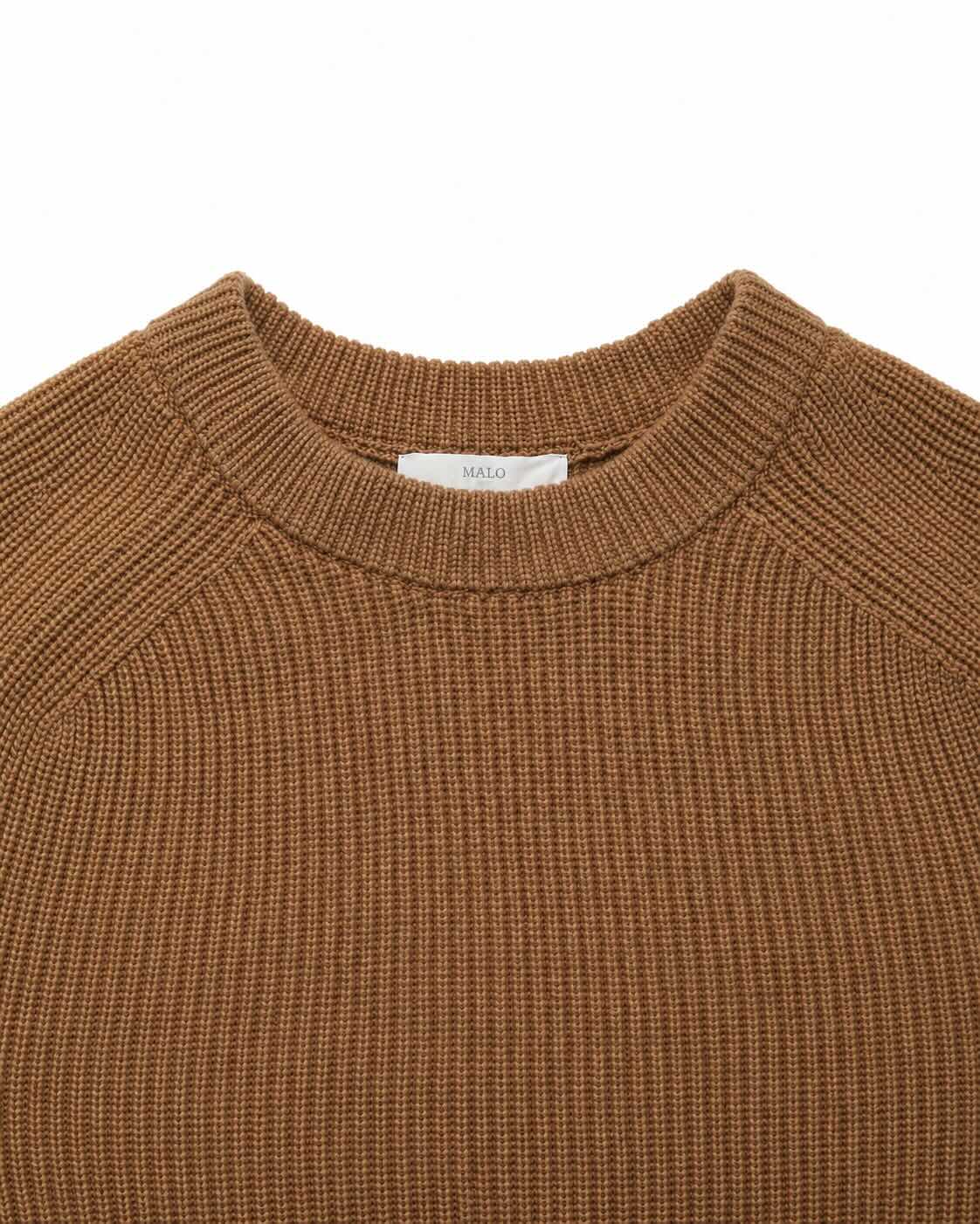 Brown Cashmere Raglan Round Neck Jumper