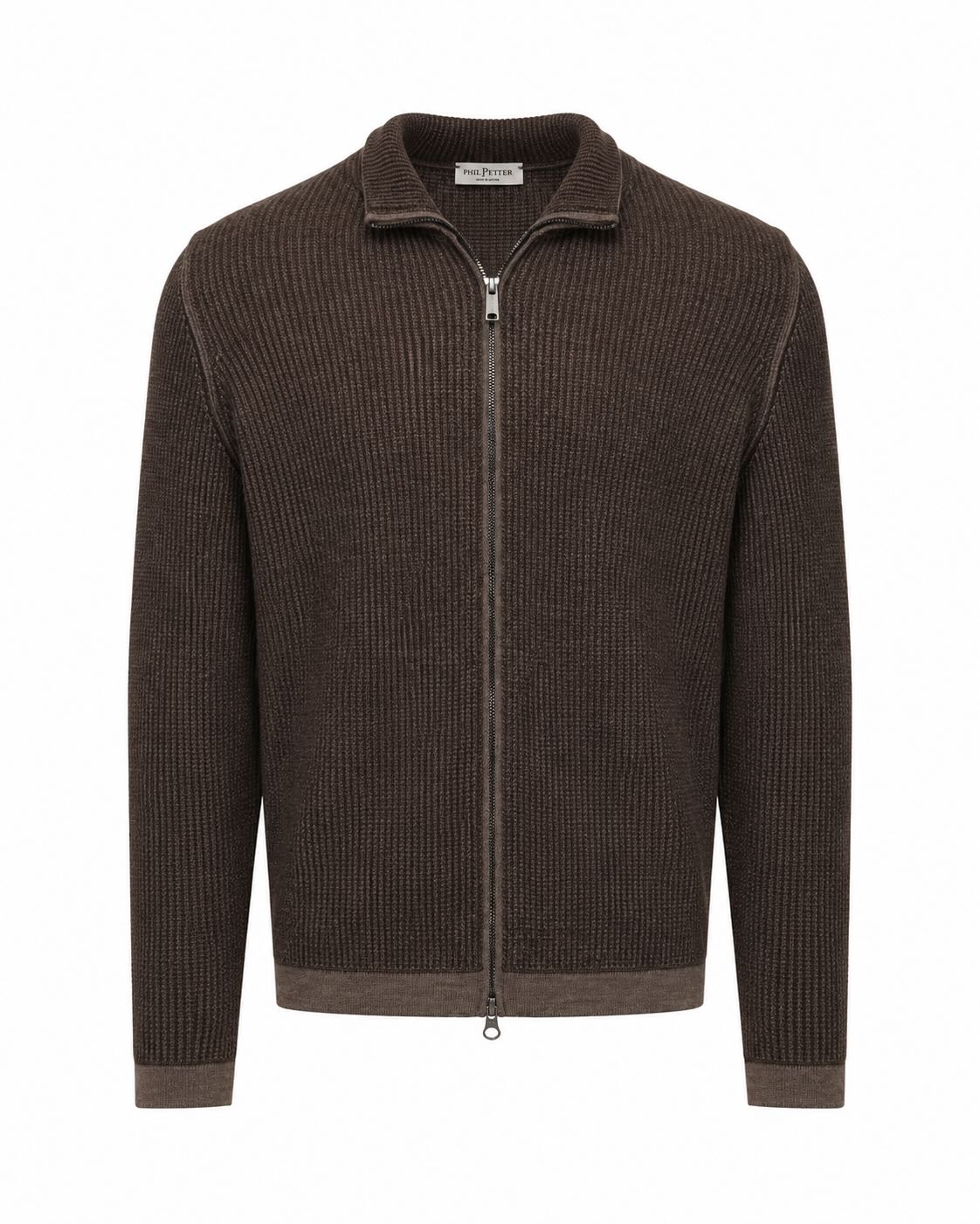 Dark brown merino wool and cotton cardigan