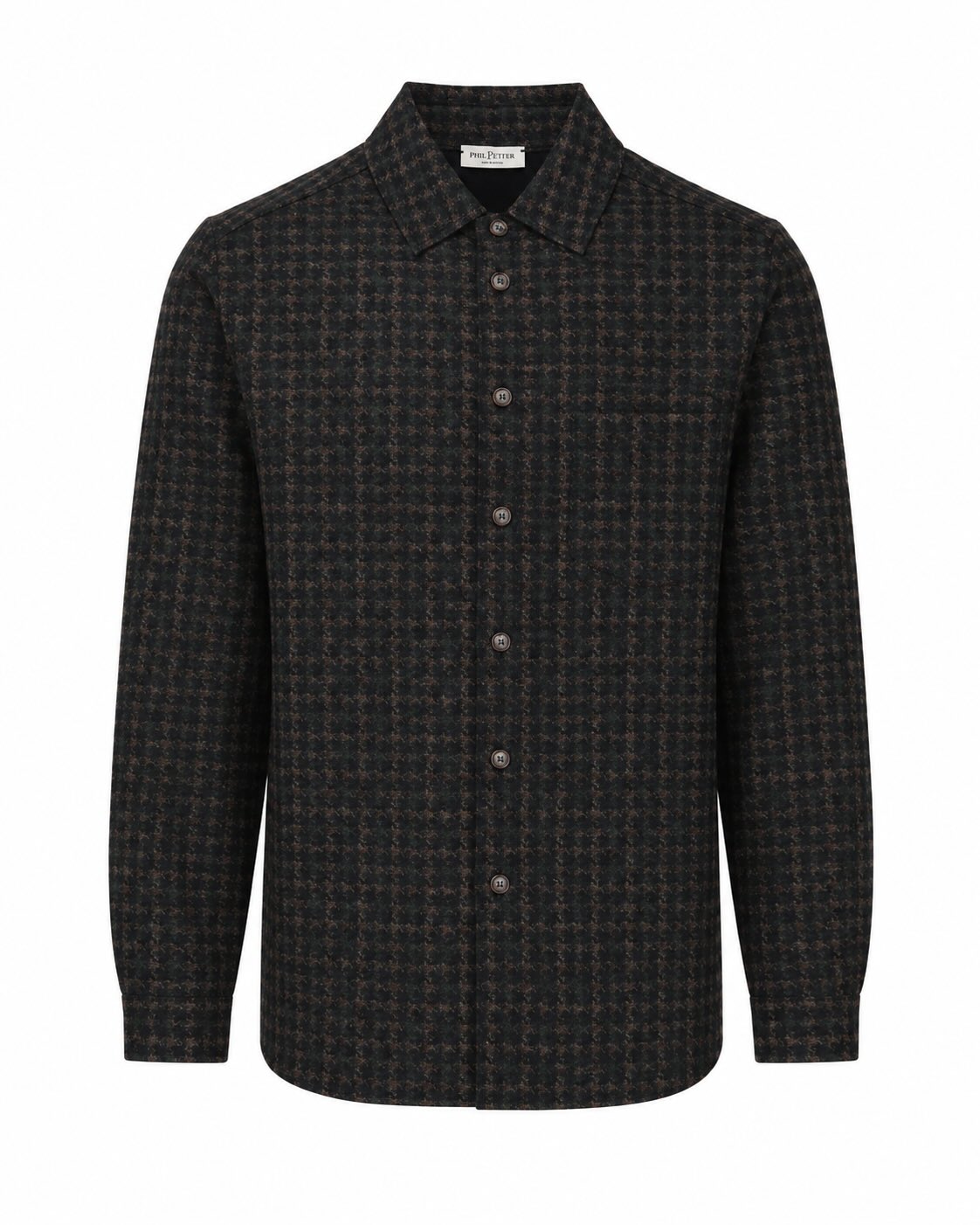 Overshirt aus Wolle und Baumwolle mit Hahnentritt