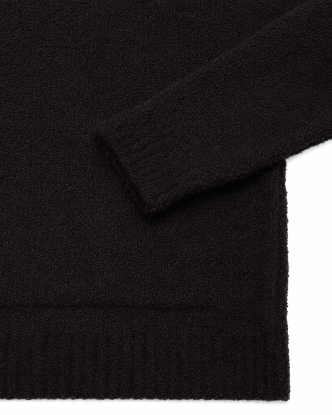 Sweater aus Wolle mit Kordelkragen in Dunkelbraun