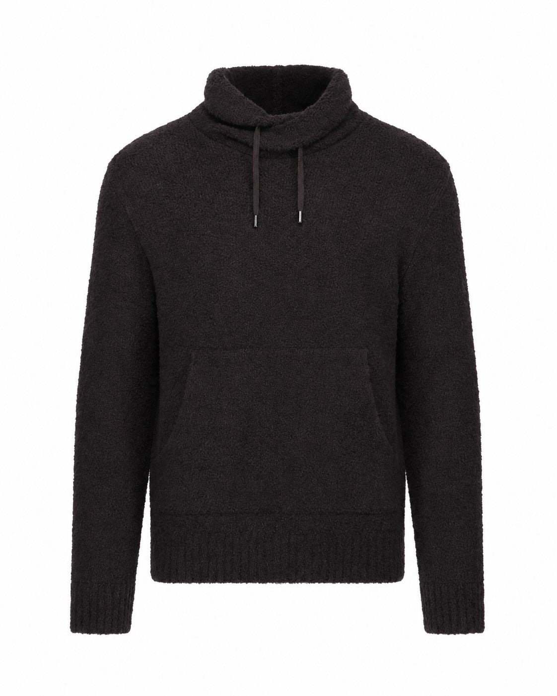Sweater aus Wolle mit Kordelkragen in Dunkelbraun