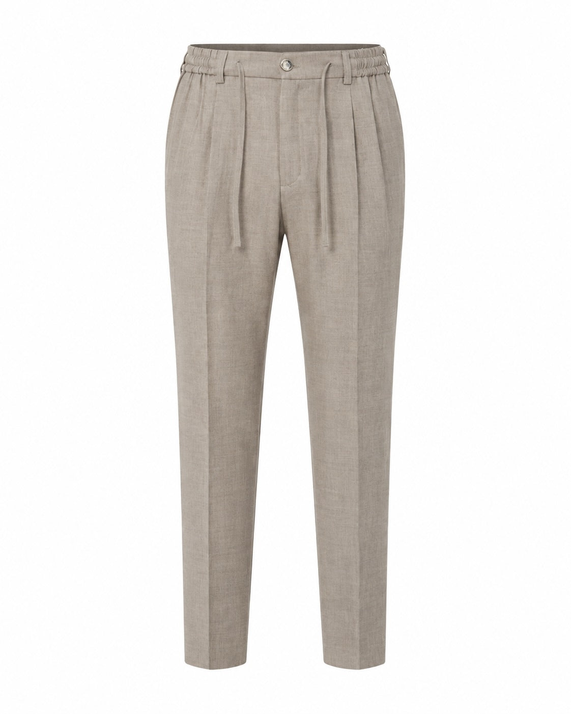 Bundfaltenhose aus Schurwolle in Beige