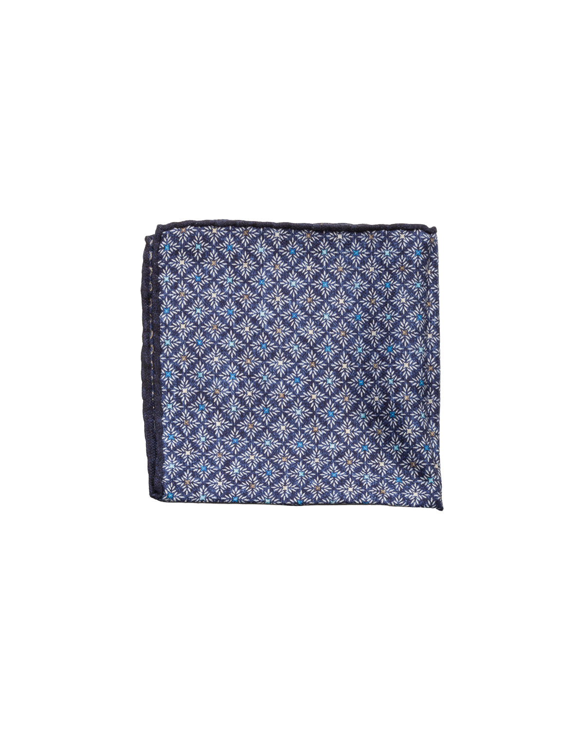 Silk pocket square, double-faced, hand-rolled, dark blue