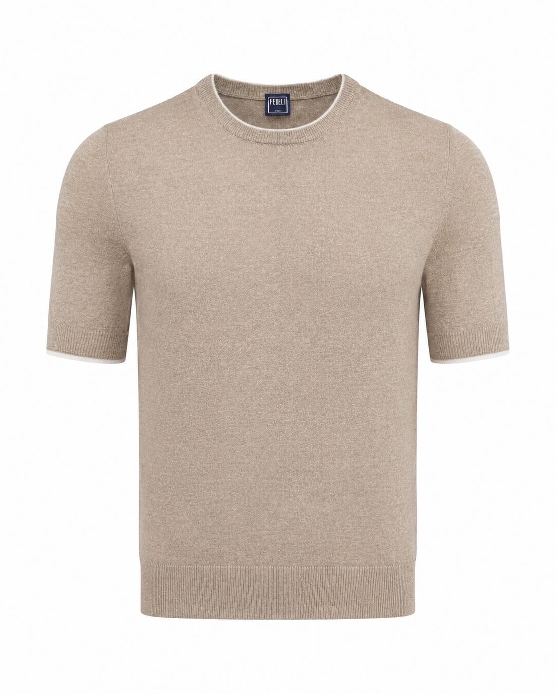 Strick T-Shirt Leinen Baumwolle Slim Fit
