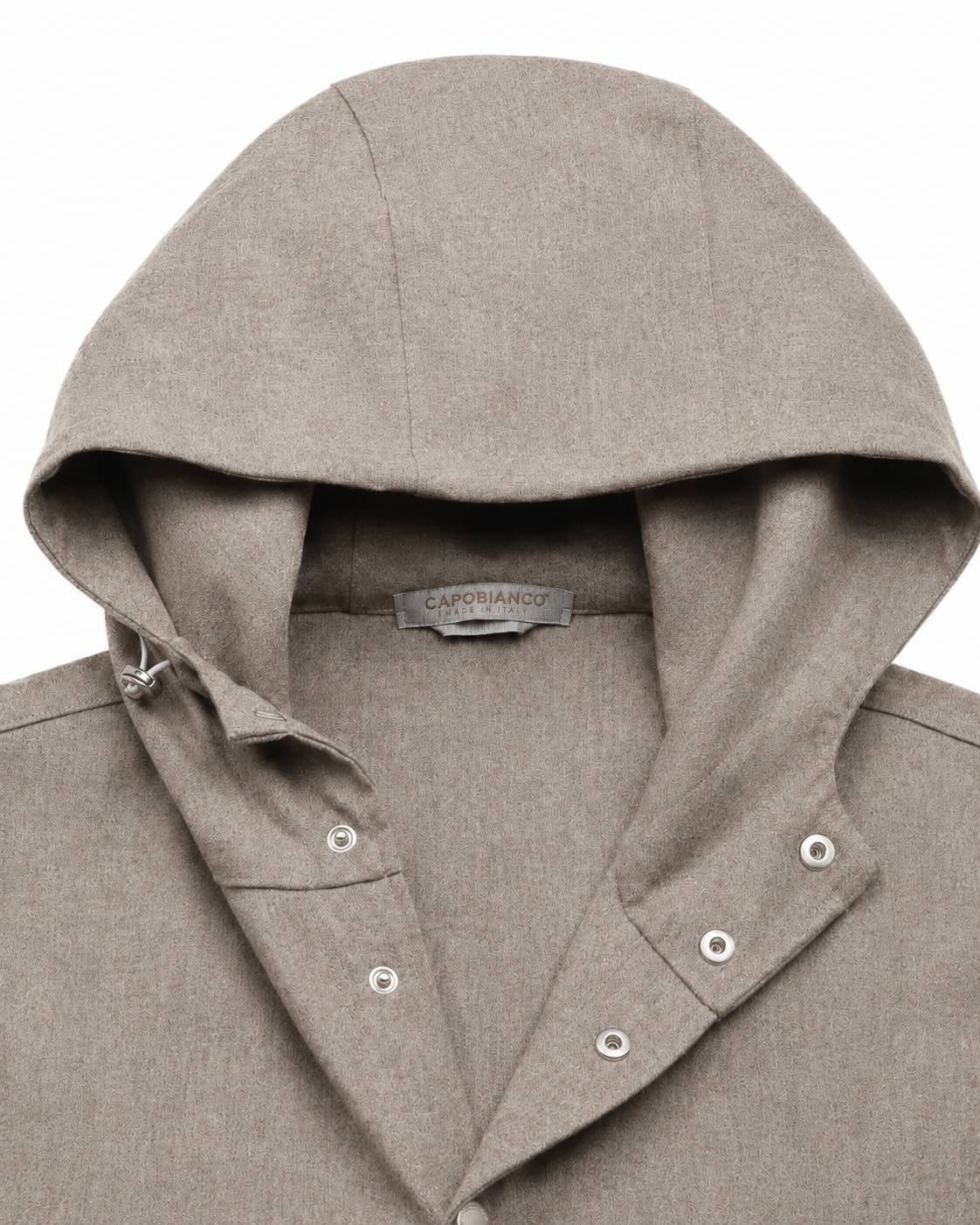 Overshirt aus Wolle und Schurwolle in Beige
