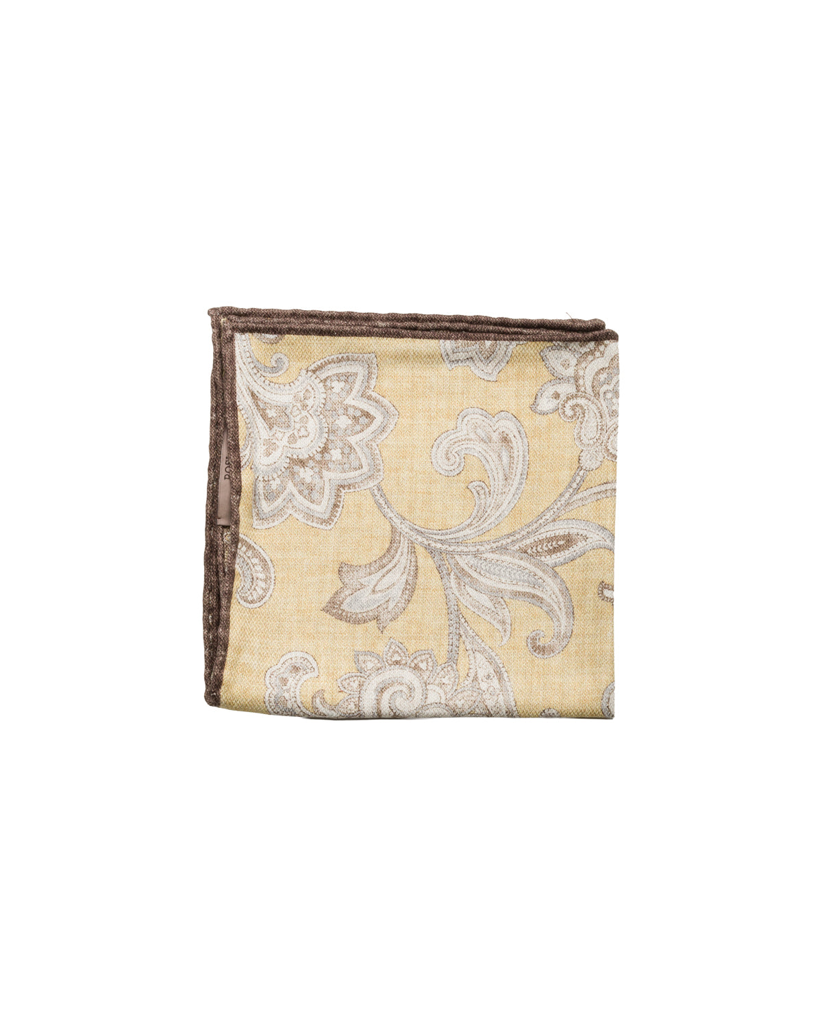 Silk pocket square, double-sided, hand-rolled, yellow