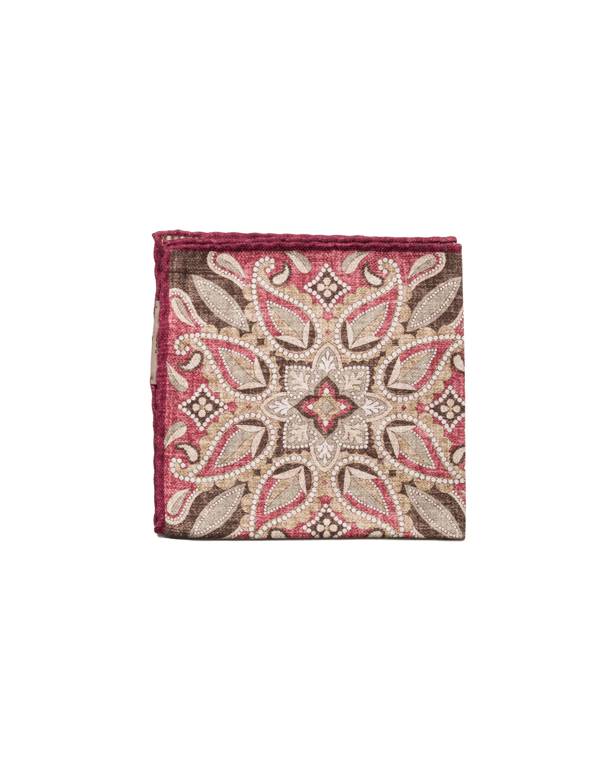 Silk pocket square, double-sided, hand-rolled, red