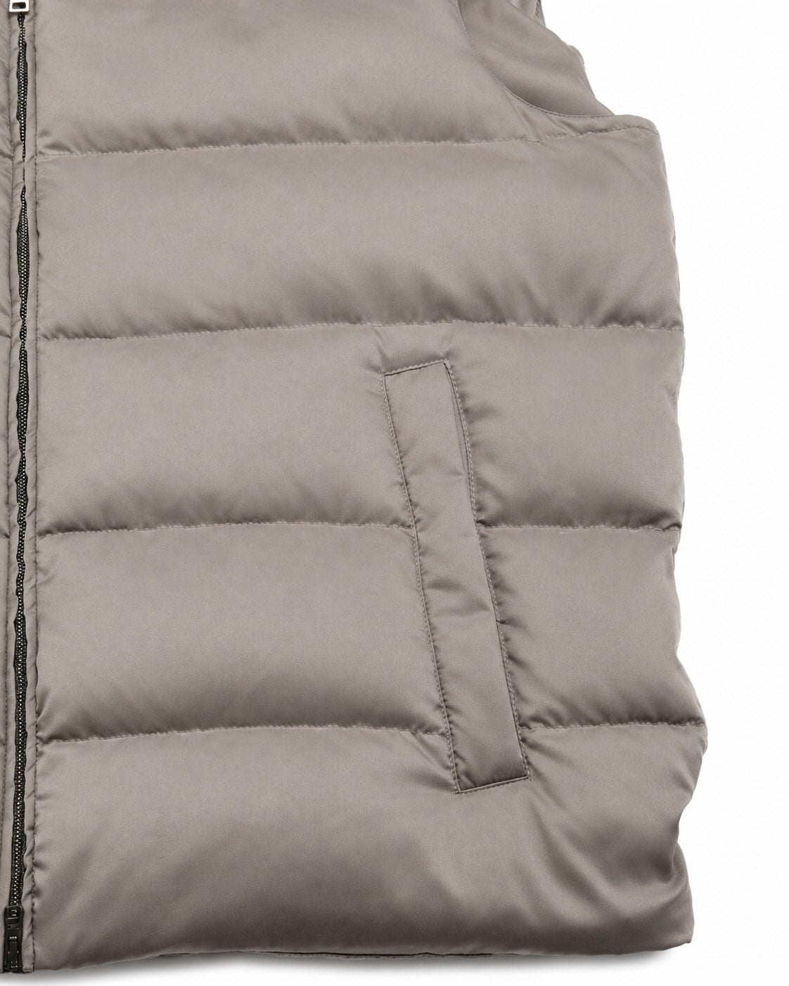 Stepp-Gilet mit Fellkragen in Beige
