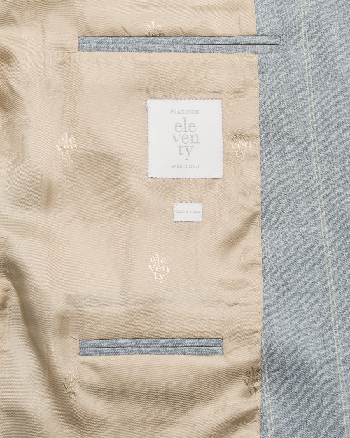 Wool-silk-linen suit with striped texture