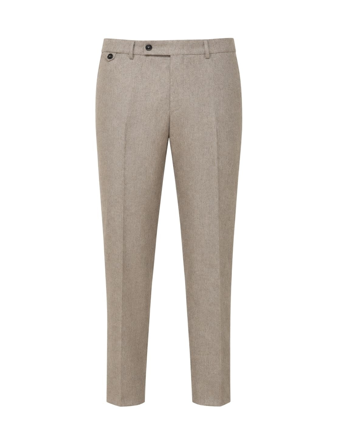 Slim Fit Wool Trousers with Cashmere in Beige