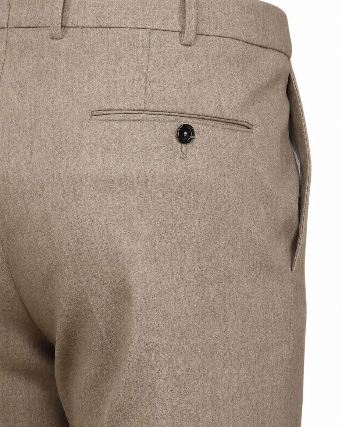 Slim Fit Wool Trousers with Cashmere in Beige