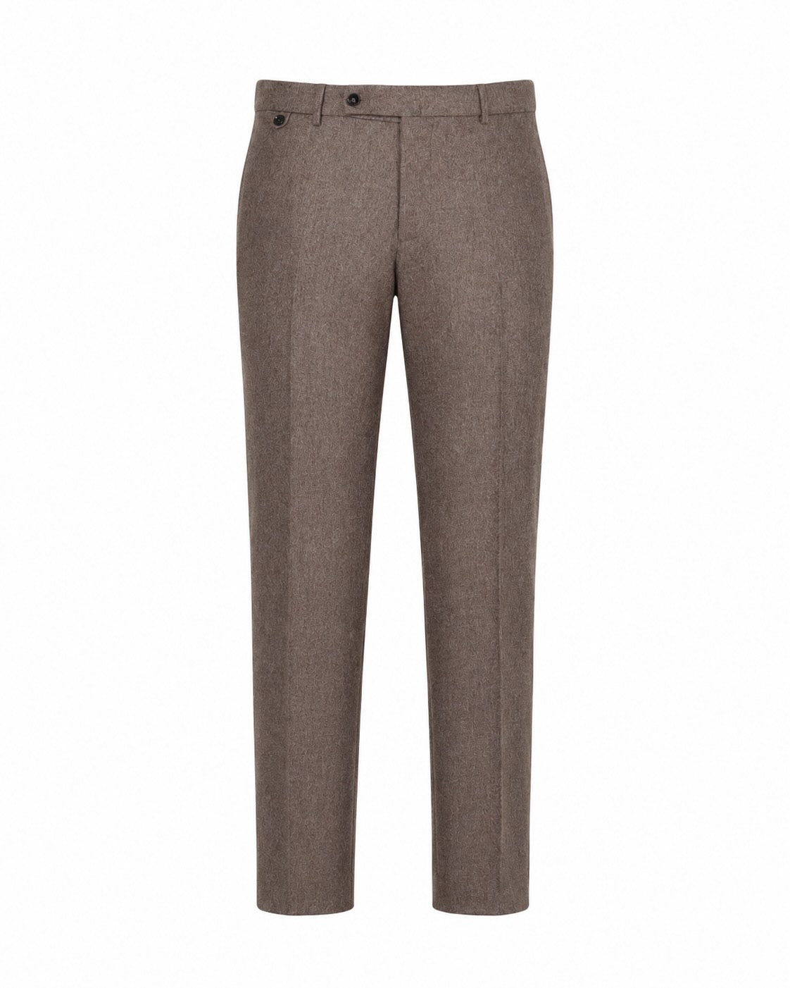 Brown Slim Fit Stretch Wool Trousers