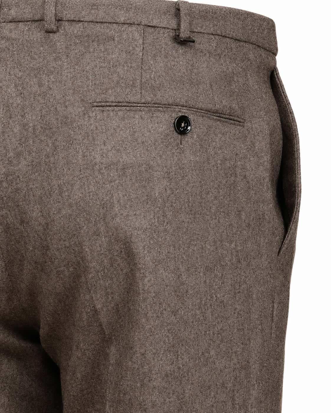 Brown Slim Fit Stretch Wool Trousers