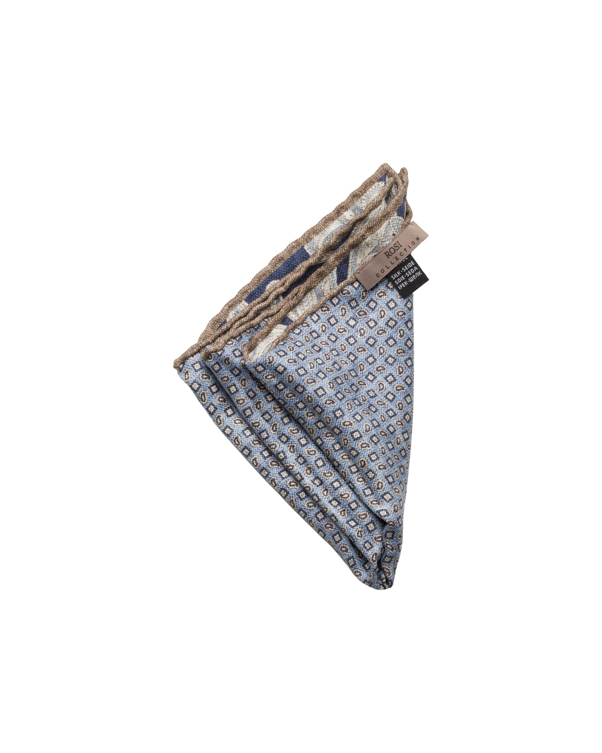 Silk pocket square, double-sided, hand-rolled, blue