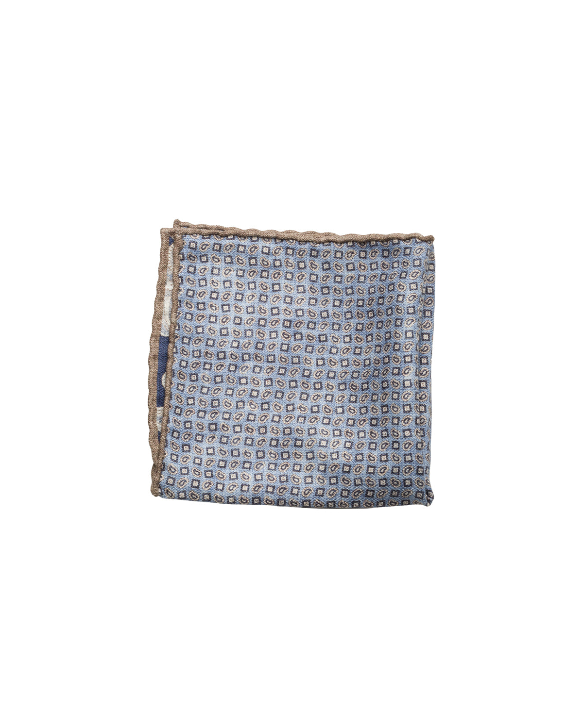 Silk pocket square, double-sided, hand-rolled, blue