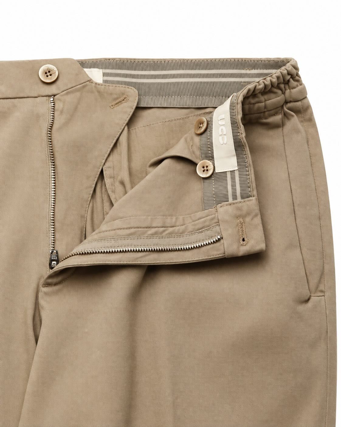 Chino aus Baumwolle und Kaschmir in Beige im Relaxed Fit