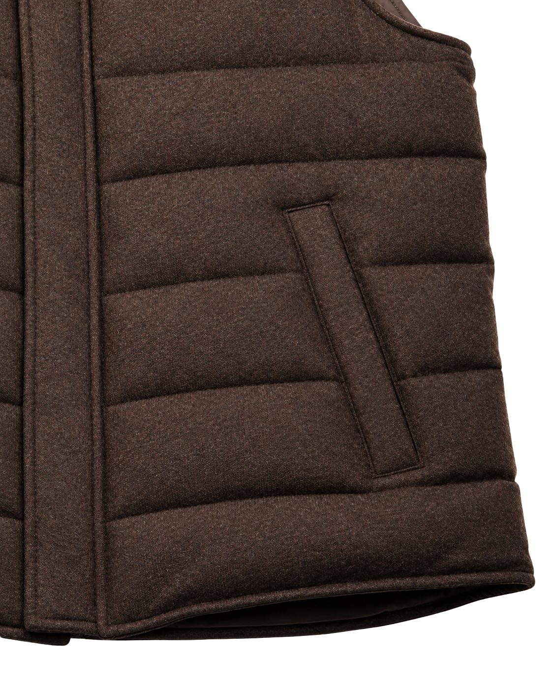 Quilted cashmere gilet with down filling in dark brown