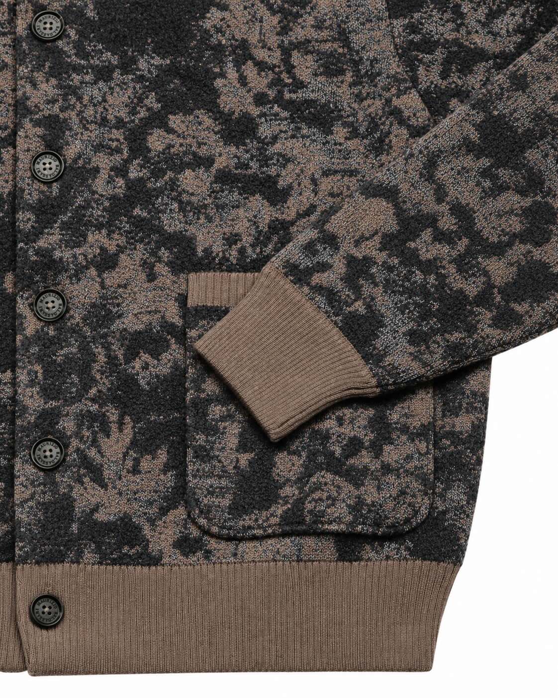 Patterned knit blouson with virgin wool and merino wool