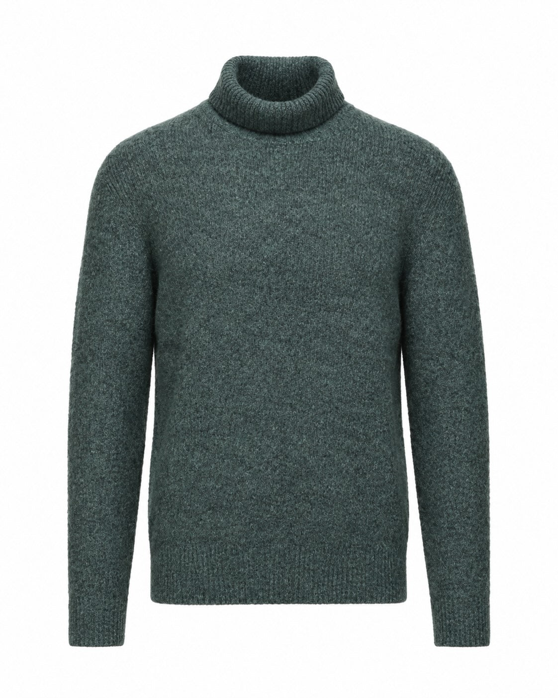 Rollkragenpullover mit Baumwolle und Alpaka in Grün