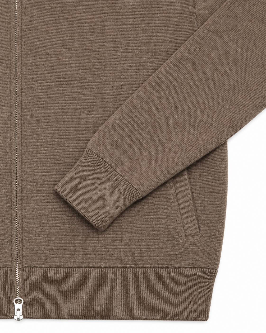 Blouson in extra-fine merino wool in dark beige