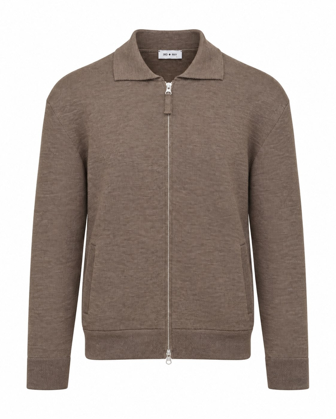 Blouson in extra-fine merino wool in dark beige