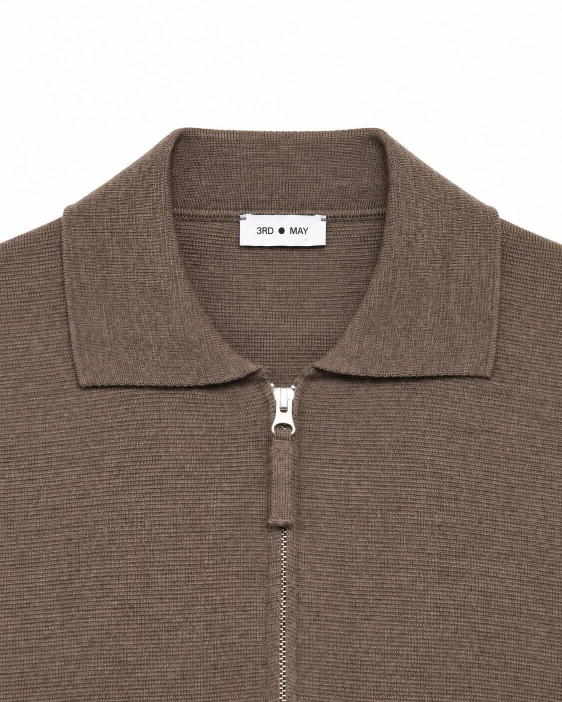 Blouson in extra-fine merino wool in dark beige