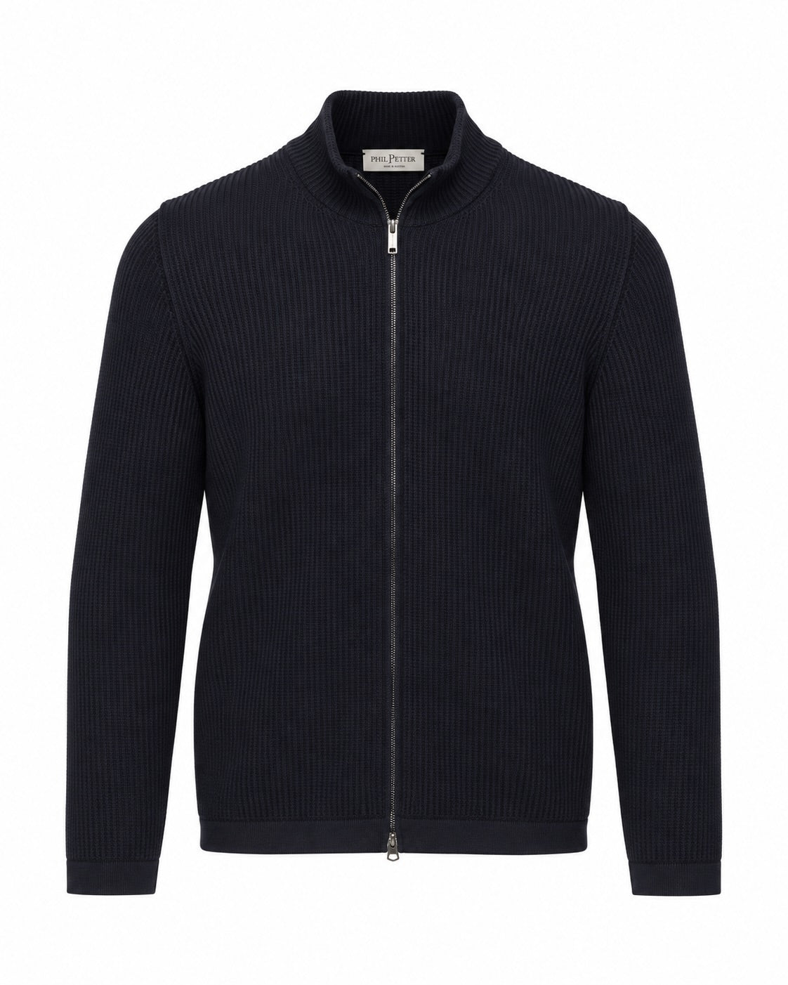Strickjacke aus Merinowolle und Baumwolle in Dunkelblau