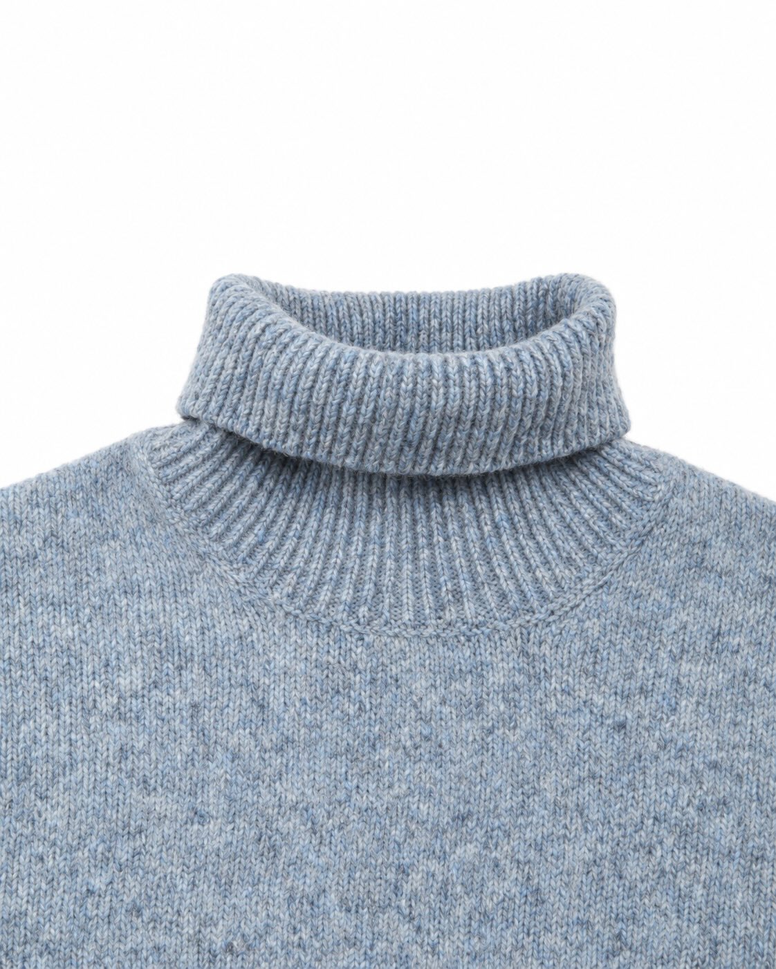 Turtleneck sweater with cotton and alpaca in light blue