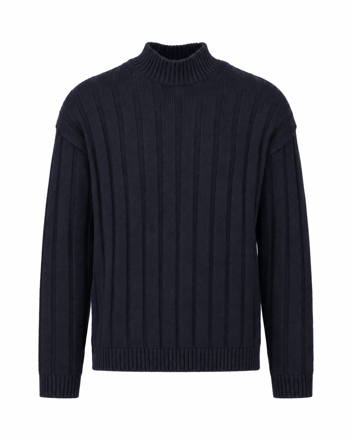 Turtleneck sweater in cashmere, viscose, and wool in dark blue