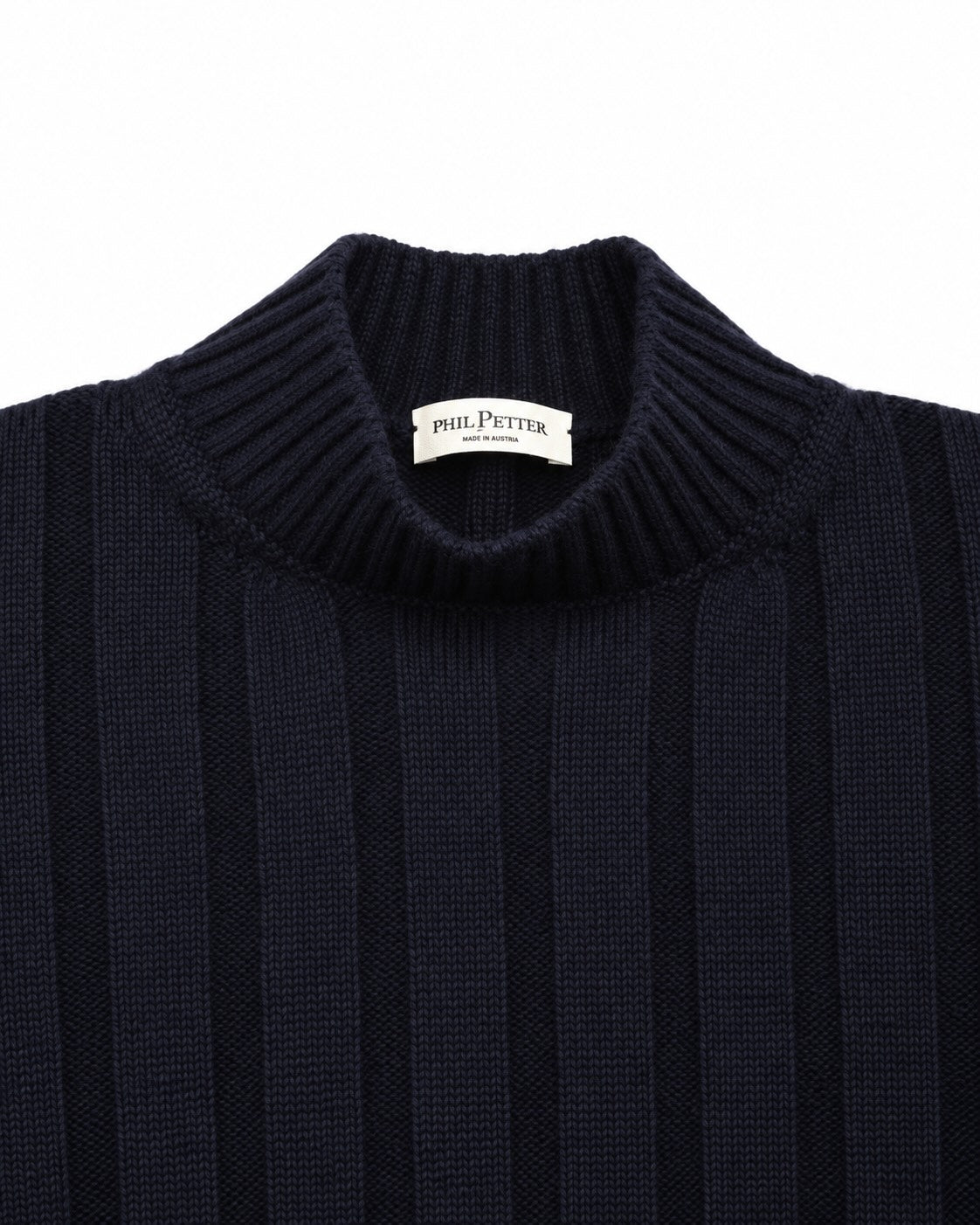 Turtleneck sweater in cashmere, viscose, and wool in dark blue