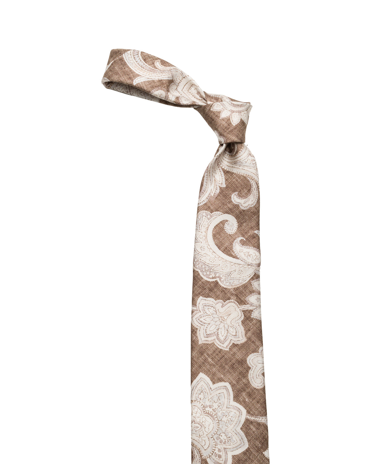 Finely patterned brown silk tie