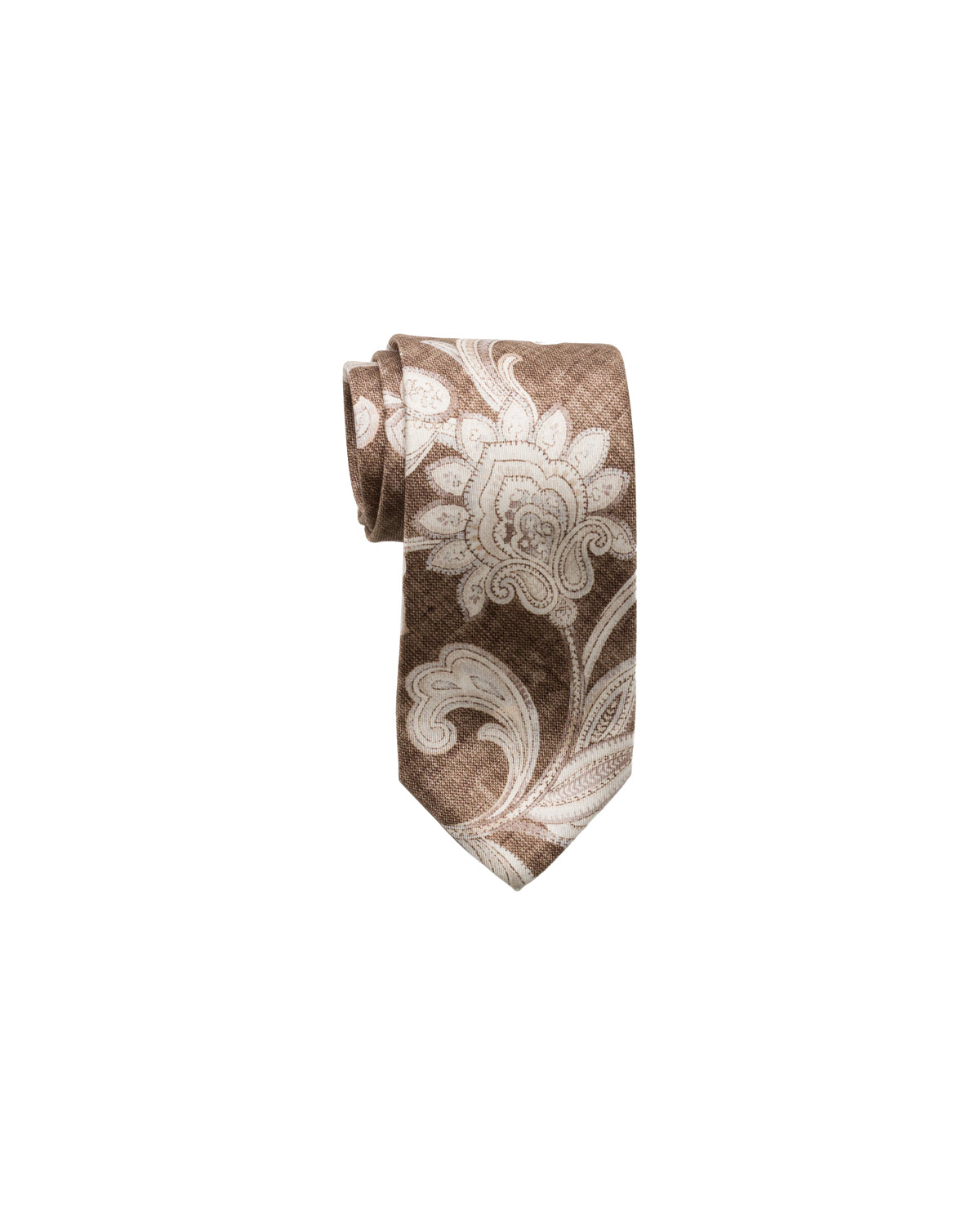 Finely patterned brown silk tie